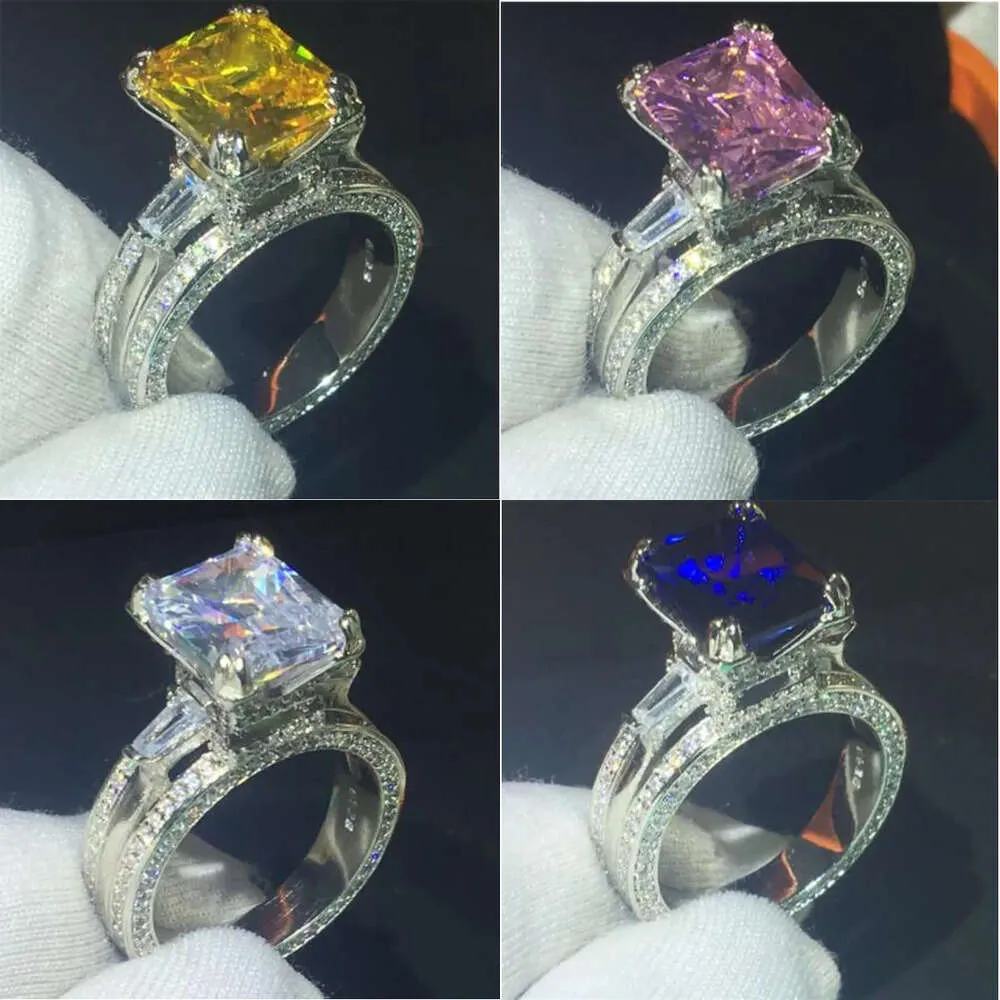 Tower Eiffel Sterling Sier Ring 6ct Lab Sapphire Topaz Diamond Betrokkenheid trouwringen voor dames mannen feestjuwelen s