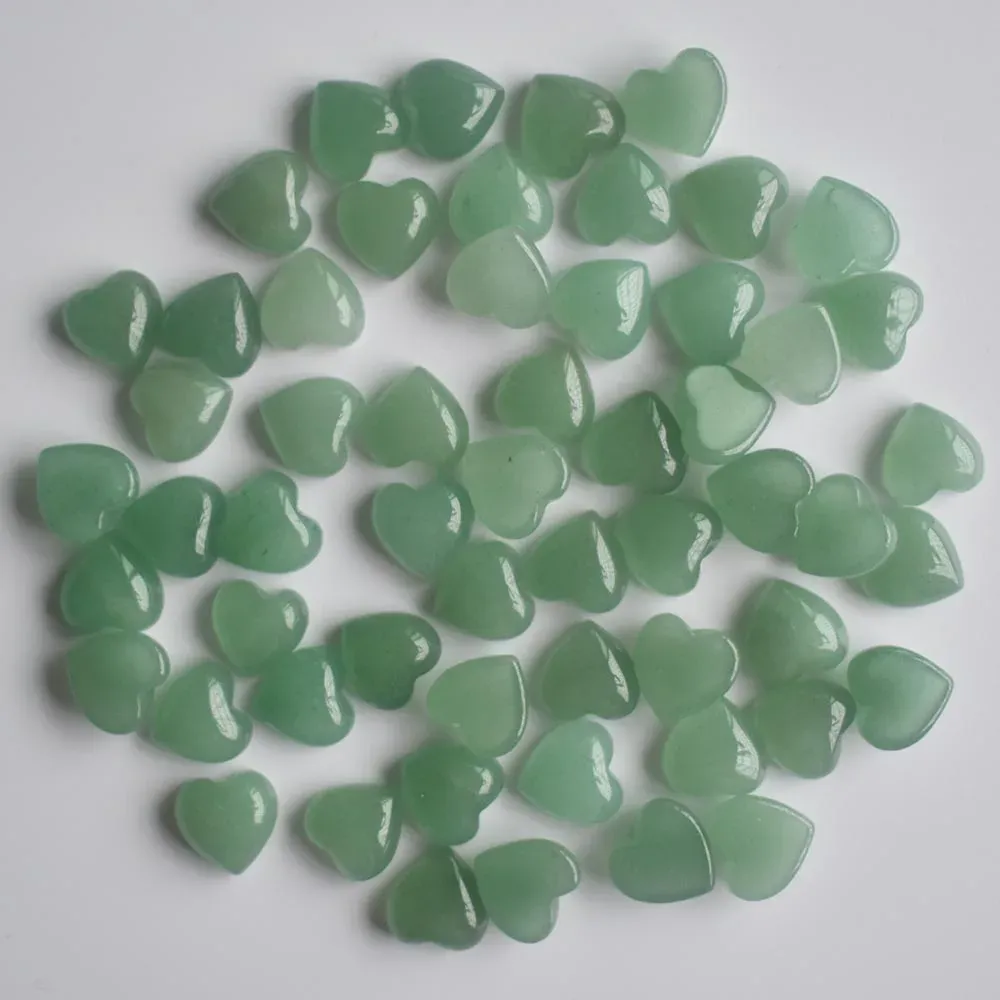 Beads Wholesale 30pcs/lot Fashion good quality natural green aventurine heart shape cab cabochons beads for jewelry making 10mm free