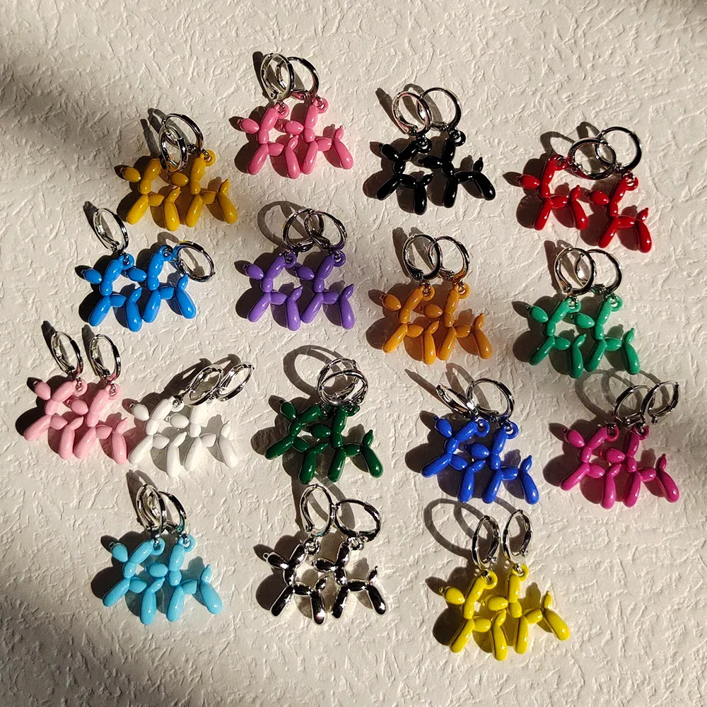 Earrings ZX Cute Colorful Enamel Puppy Dog Hoop Earrings for Women Fashion Animal Huggies Earrings Girls Jewelry Wholesale Party Gift INS