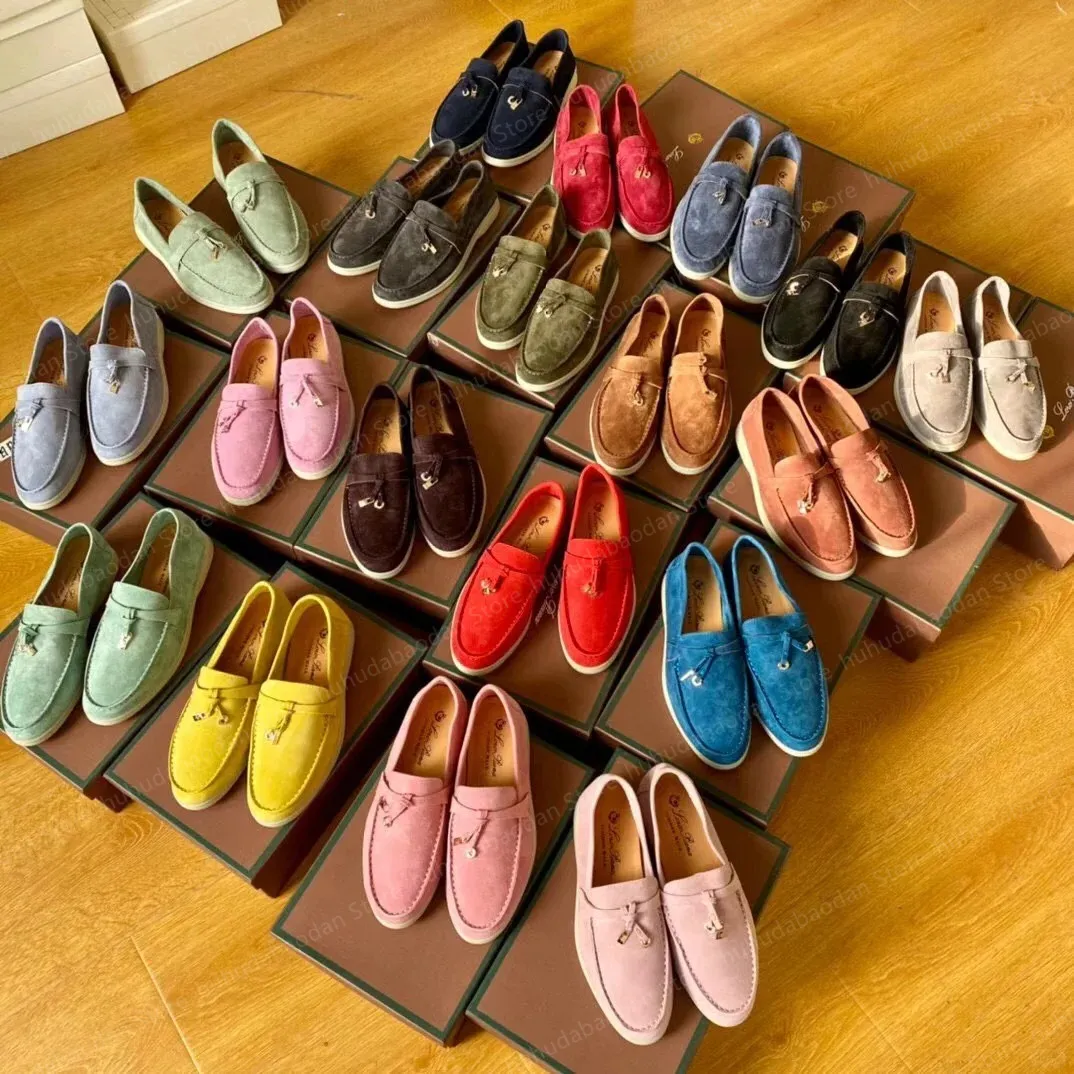 Loro Piano LP Woman Summer Walk Outdoor Man Tasman Flat Heel Classic Loafers Low Top Luxury Suede Sneakers Moccasin Slip On Career Casual Shoes