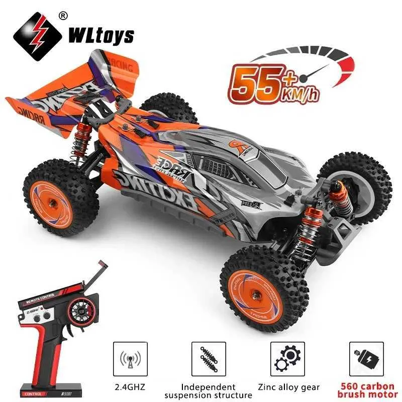 전기/RC 자동차 WLTOYS 124010 55km/h RC 자동차 전문 레이싱 차량 4WD 오프로드 전기 고속 드리프트 원격 제어 장난감 소년 선물 T240422