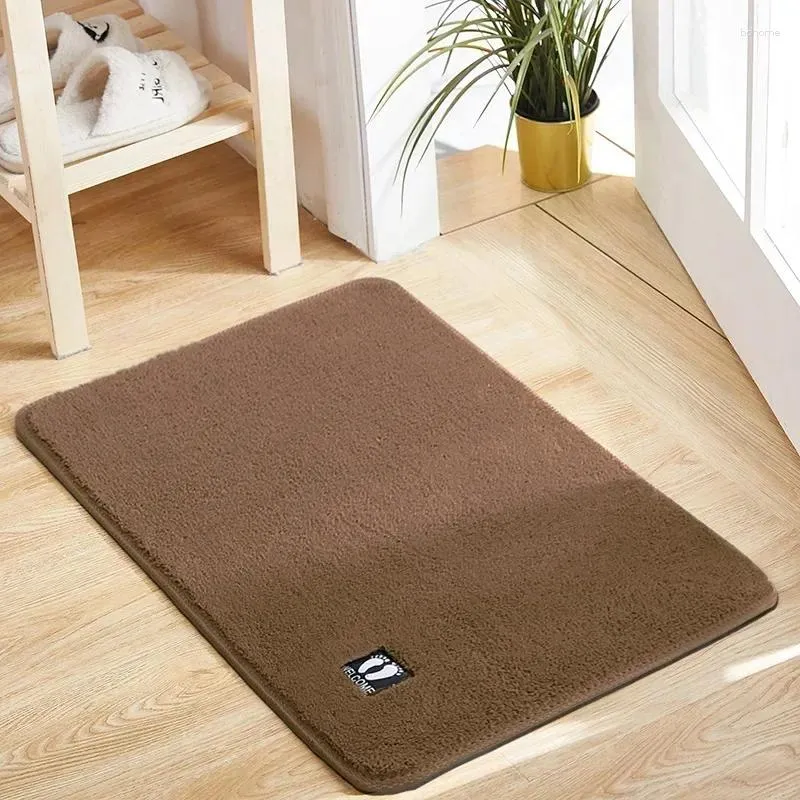 Tapis de salle de bain toilettes antidérapante d'eau moelleuse absorption domestique bas pied gris22