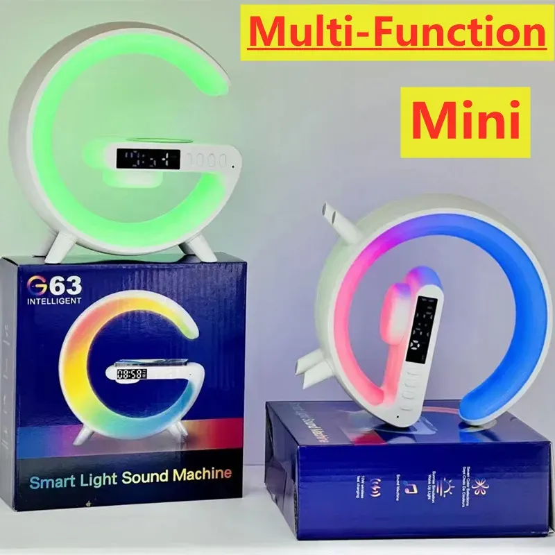 Laddare multifunktionella trådlösa laddare stativ pad väckarklocka högtalare RGB Light Fast Charging Station för iPhone X 11 12 13 14 Samsung