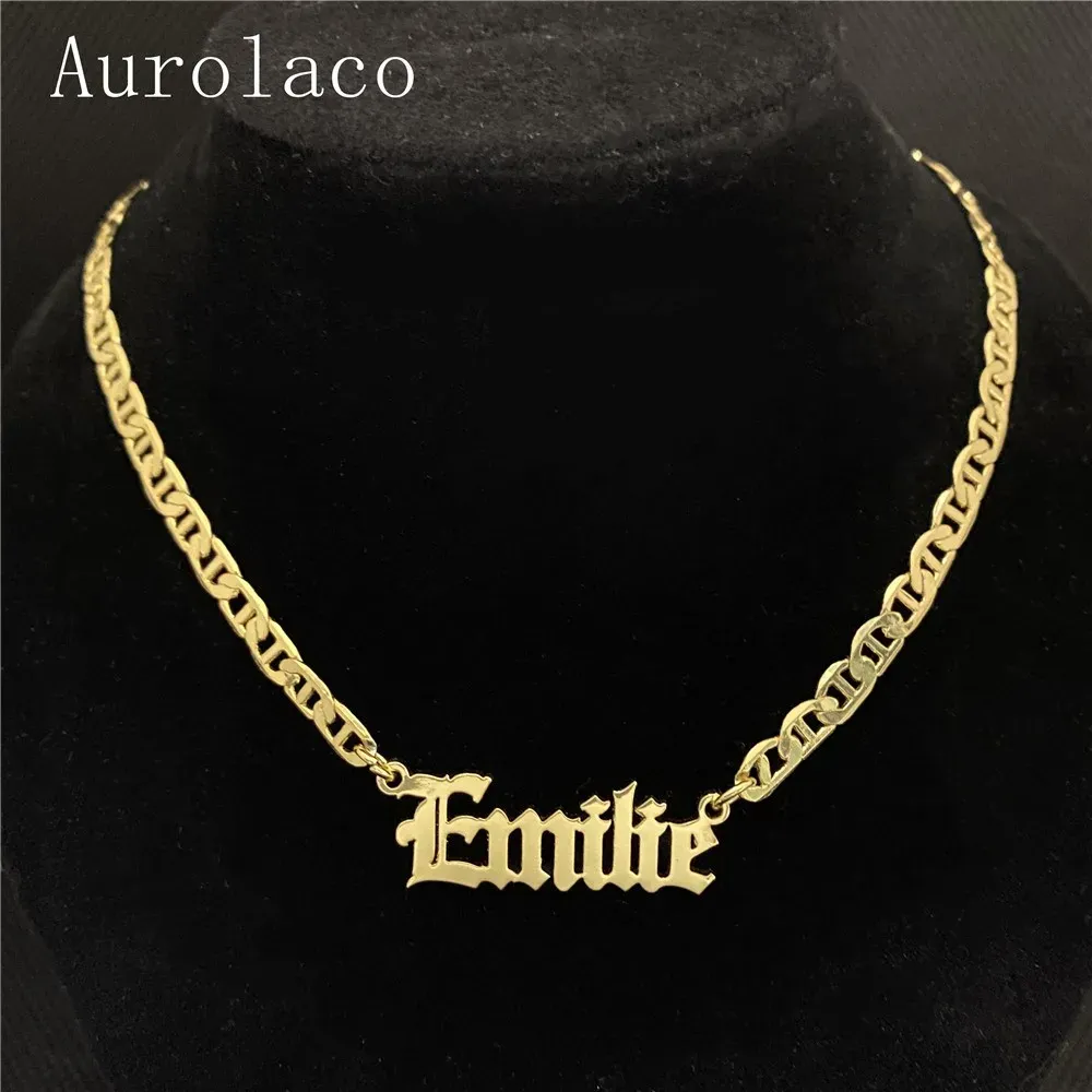 Collane Aurolaco Nome personalizzato collana oro oro vecchio ciondolo in acciaio inossidabile personalizzato collane per donna per uomini regali all'ingrosso