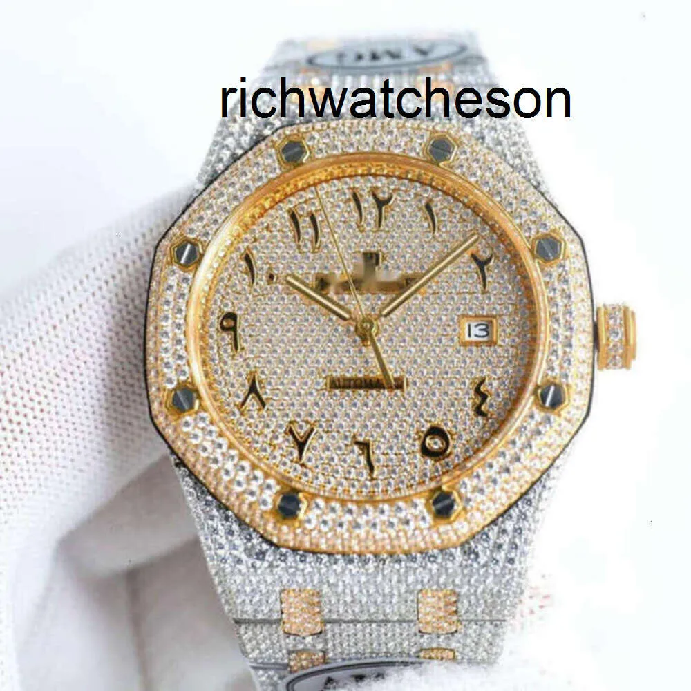 AP Menwatch Diamond APS Watch Luxo feminino Full DiamondEncrusted Watch Designer de gelo fora Homens Assista Ap Menwatch G9U9 Movimento mecânico de automóveis Uhr Crown Bu