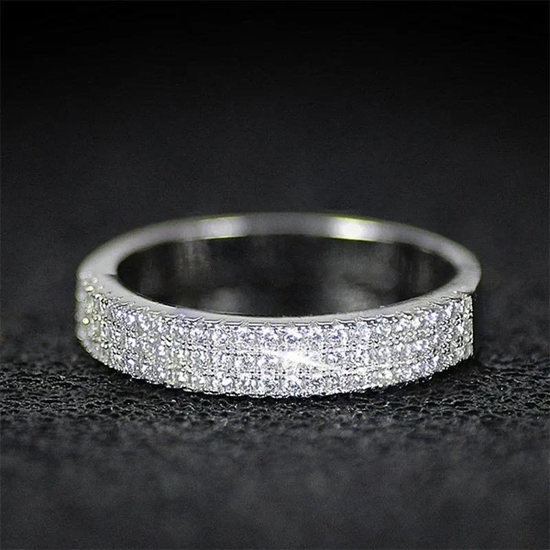 Bands Huitan Delicate Women Wedding Band Ring Shiny Crystal Cubic Zircon Micro Paved Trendy Female Engagement Rings Girl Gift Hot Sale