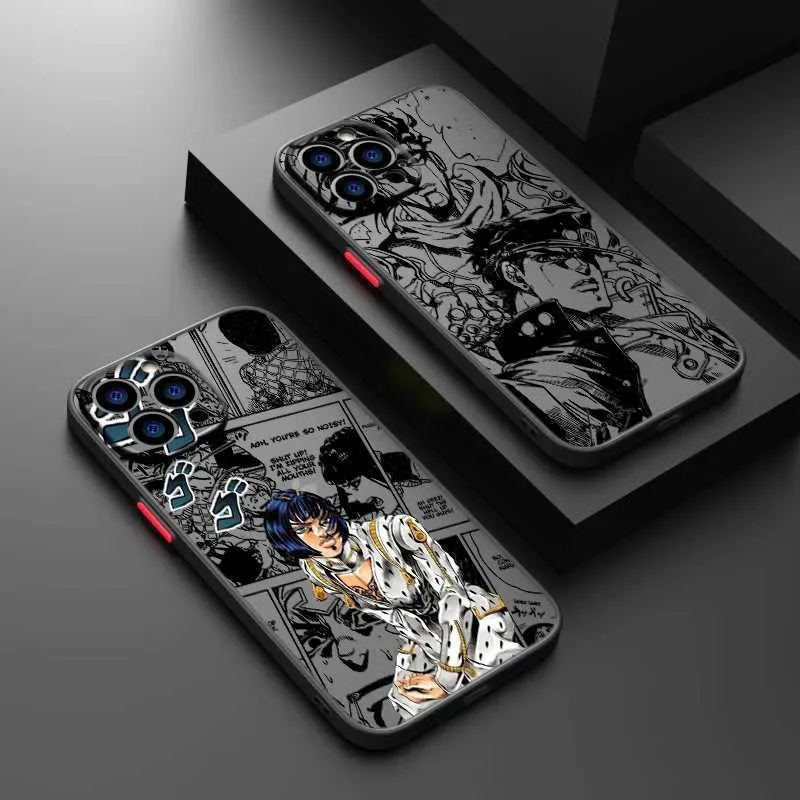Mobiele telefoon bumpers JoJo Anime Kujo Jotaro voor iPhone 15 14 13 12 Mini 11 XS XR X 8 7 Pro Max plus TPU Frosted doorzichtige telefooncase Y240423