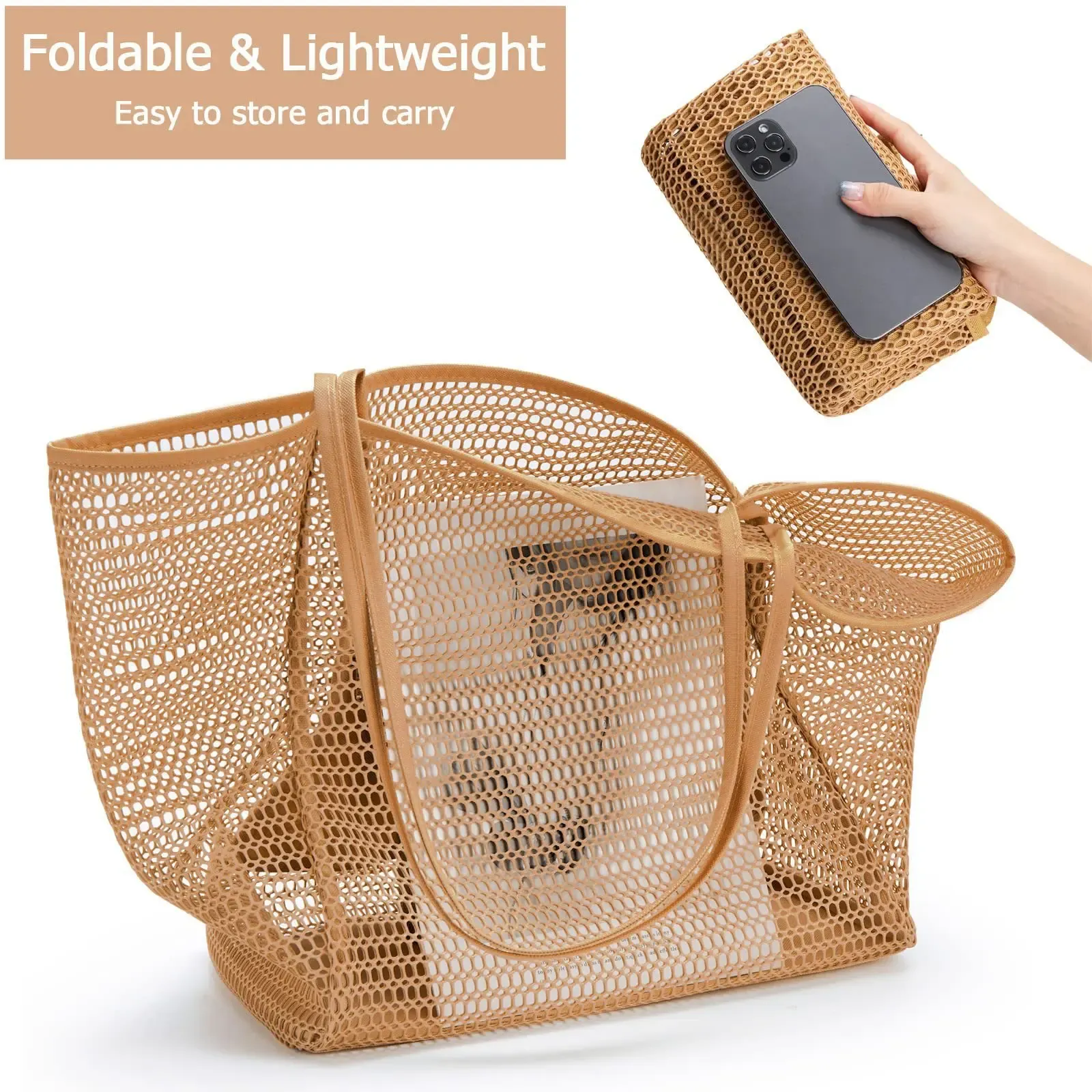 Bags Stylish beach bag mesh shoulder tote bag for men and women traveling bathroom wash swimming Large capacity clothing storage bag