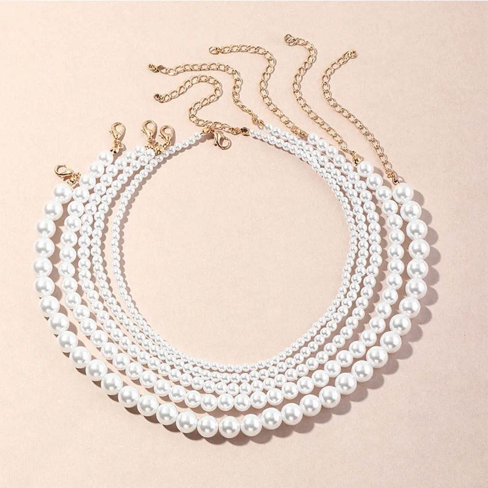 Halsband utsökt imitation pärla choker mode halsband enkla klavikelkedja bröllop smycken gåvor för kvinnor klädtillbehör