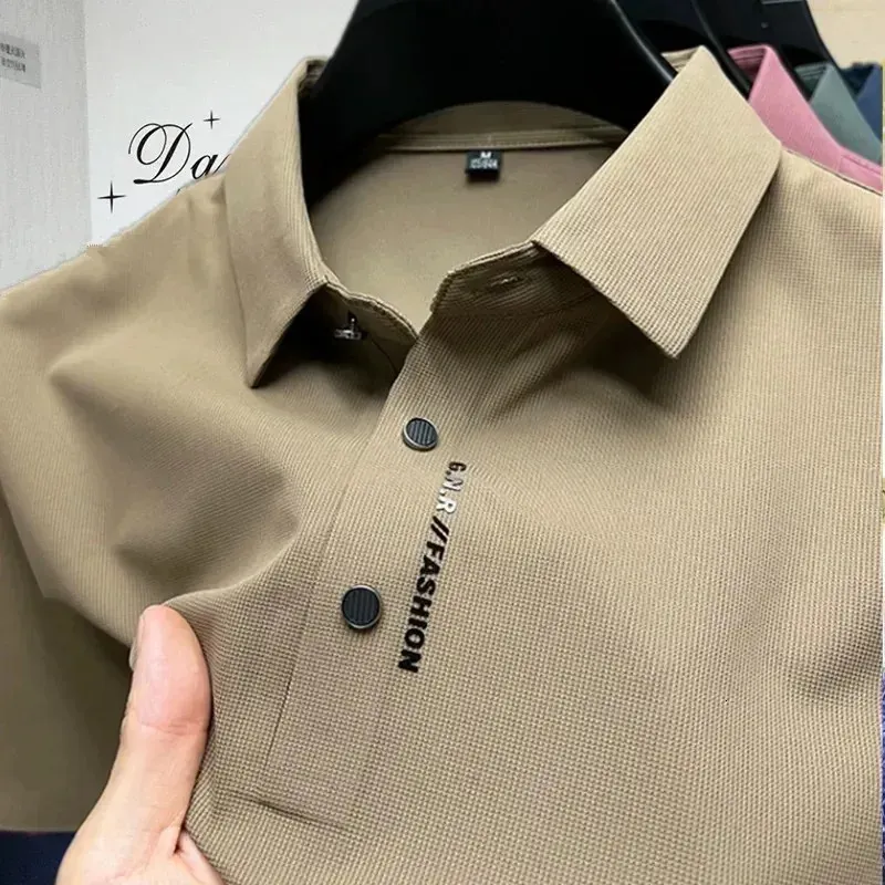 Brand Summer Printing Polo Shirt Men Business Casual Fashion Solid Breathable Work Short Sleeved T-shirts Camisas De Hombre 240417