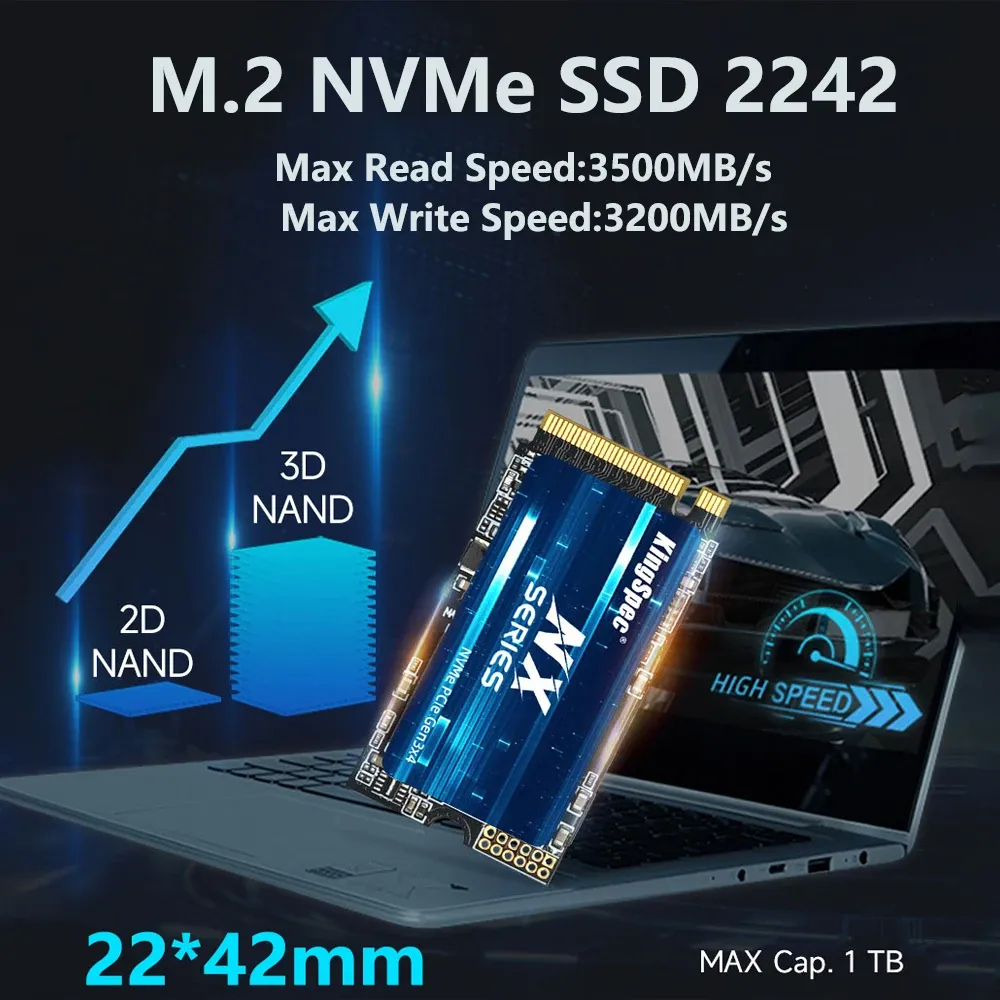 Drives Kingspec M.2 2242 NVMe SSD 512GB 1TB M.2 PCIe 3.0x4 internal Solid State Drive for Orange pi 5 for Lenovo S540/IdeaPad Game 3