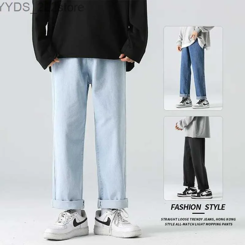 Dames jeans klassieke wide been lading broek 2023 nieuwe straat bagage jeans nieuwe lente/zomer heren los rechte merkkleding yq240423