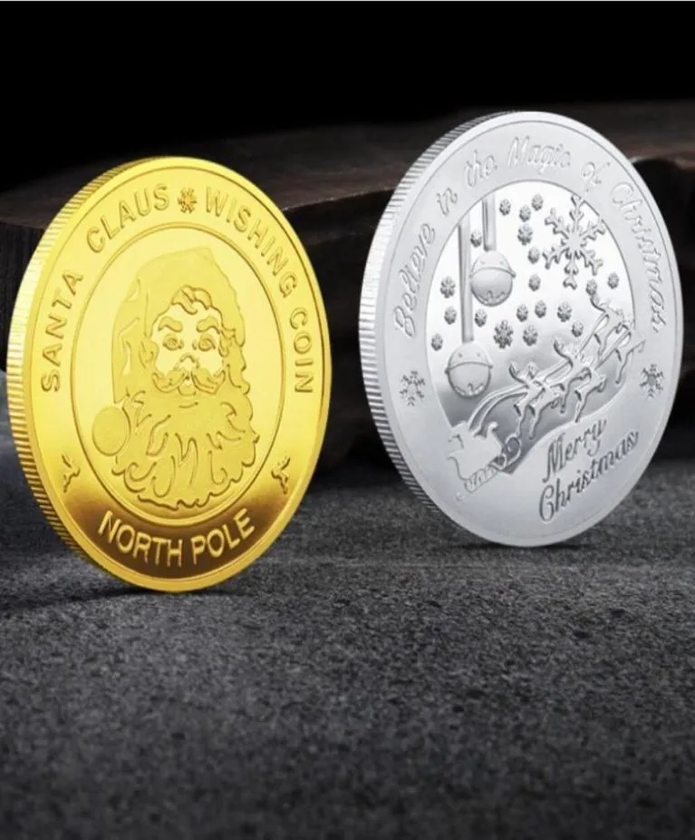 Santa Claus Souhaigning Coin Cominable Collectible Gold plaqué Souvenir Coin North Pole Collection Gift Joyeux Noël COIN Commémoratif1099351