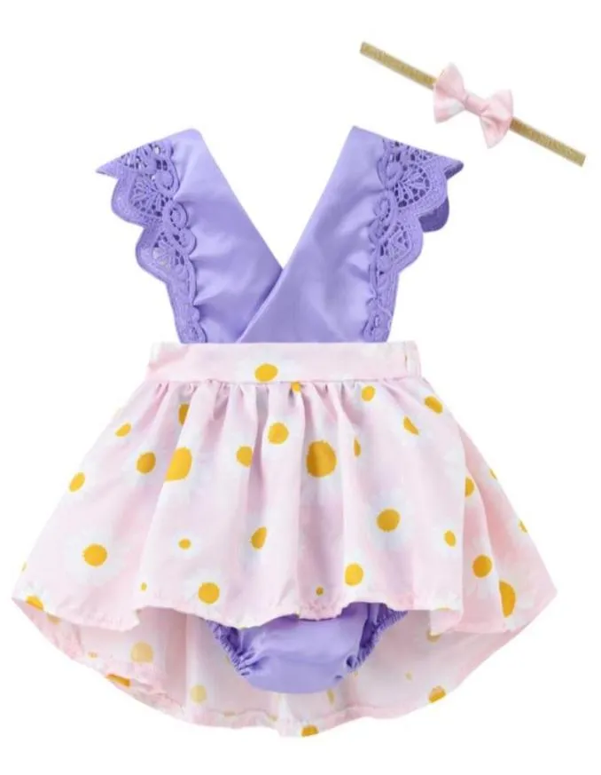 Girl039s Dresses Purple Dress For Girls Kids Toddler Princess Headbands Lace Floral Sunflowers Romper Baby 8 10Girl039s3921632