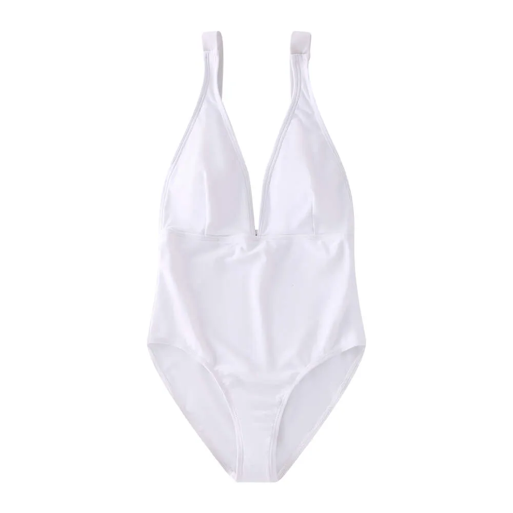 New European and American Fashion Swimsuit Women's Swimsuit Sexy White One Piece Swimsuit