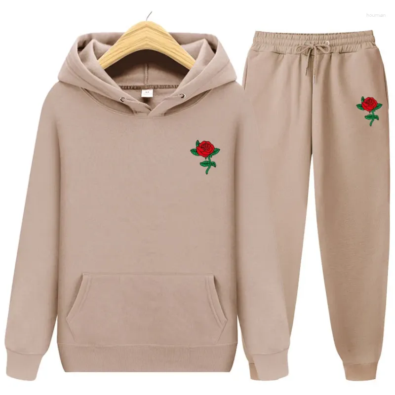 Kadın Hoodies Marka Sonbahar Gül Çiçek Baskılı Pantolon Erkek ve Kadın Günlük Sweatshirt Spor Giyim Polar Kapüşonlu Ceket