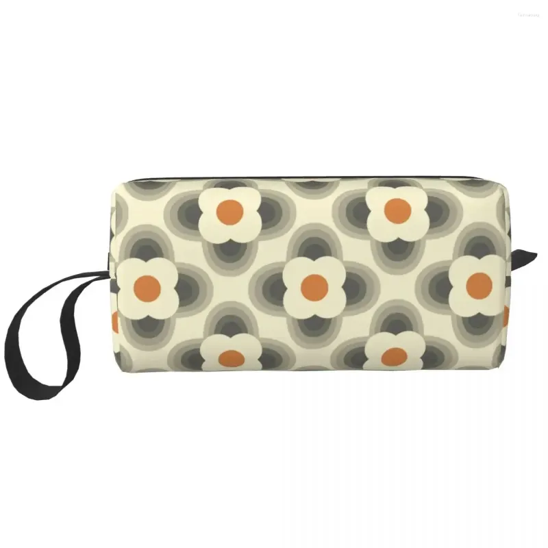 Kosmetikbeutel gestreiftes Blütenblatt Orange Orla Kiely Print Make -up -Tasche für Frauen Reisen Organizer Aufbewahrung Topp Kit Hülle Box