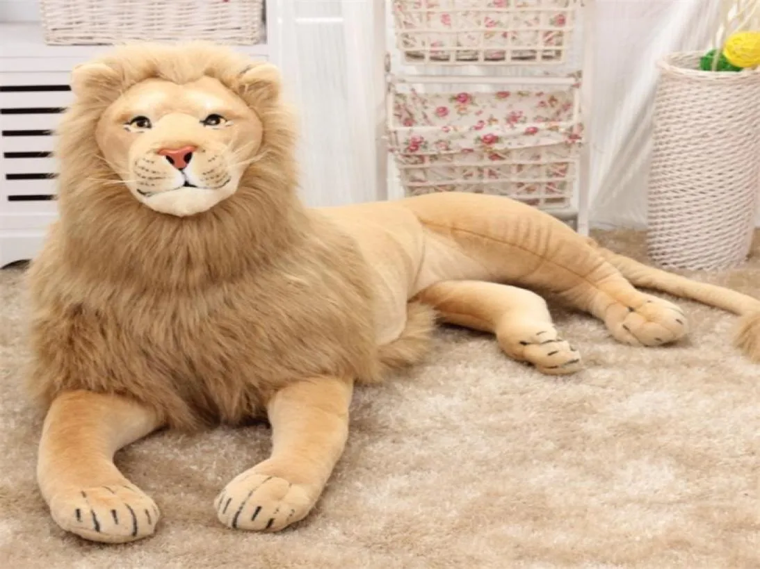 110cm grand coussin de lion de mensonge cool Animaux simulés animés modèles enfants Mont Decoration Home trucs en peluche poupée