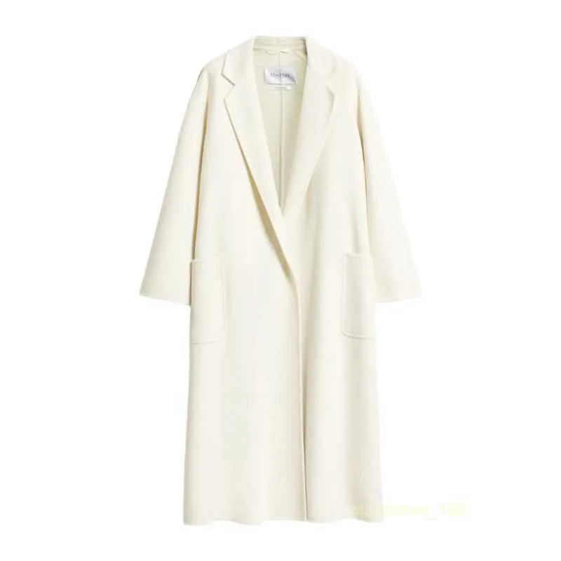 여자 코트 캐시미어 코트 럭셔리 코트 최대 마라스 여성 흰색 절묘한 부드러운 순수 캐시미어 느슨한 중간 길이 코트