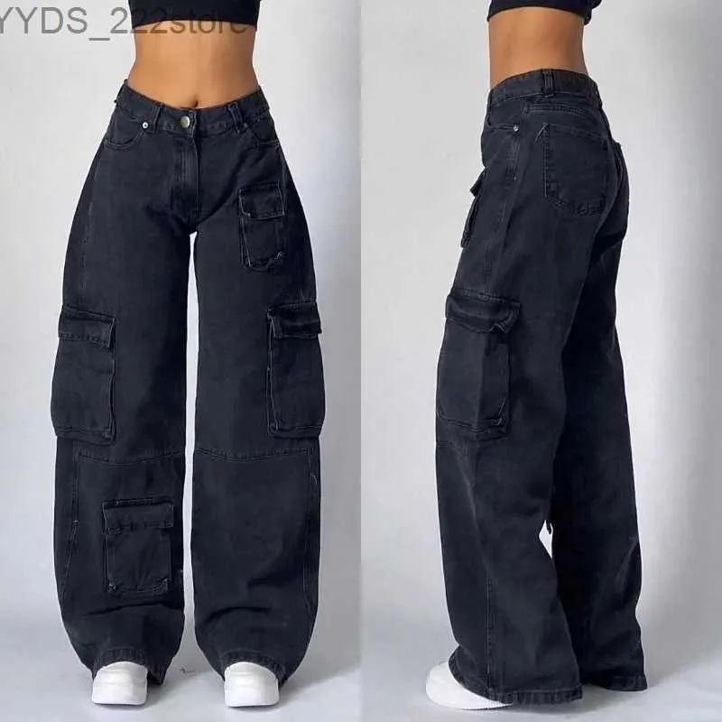 Jeans pour femmes jeans rétro rétro nouveau y2k harajuku lavé bleu multi-poche jeans pour hommes