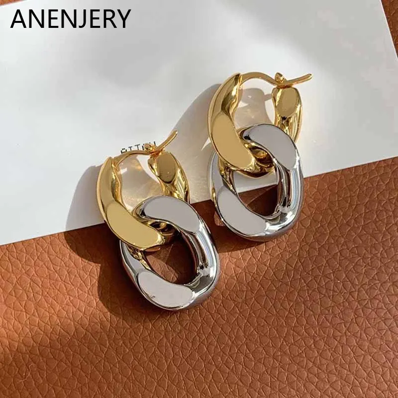 Серьги Anenjery Geometric Loble Chain Tassel Серьги для женских модных ювелирных аксессуаров