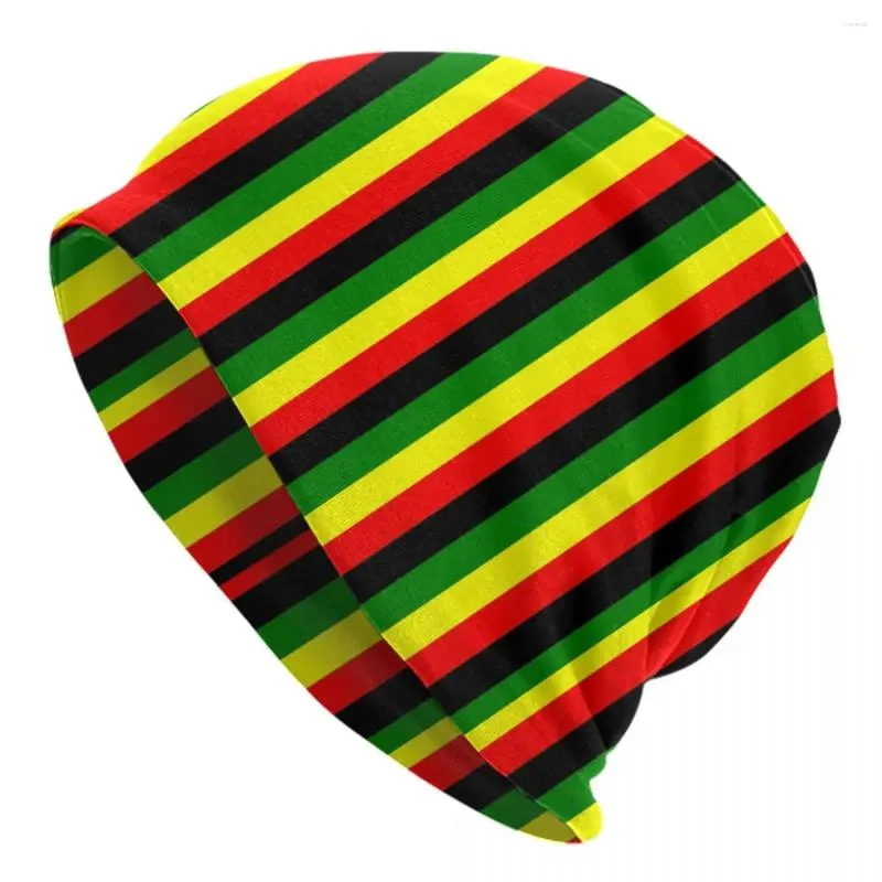 Berets Rasta Colors Red Green Gold Bright Colored Striped Bonnet Hat Knitted Hats Hip Hop Jamaican Warm Winter Skullies Beanies Caps