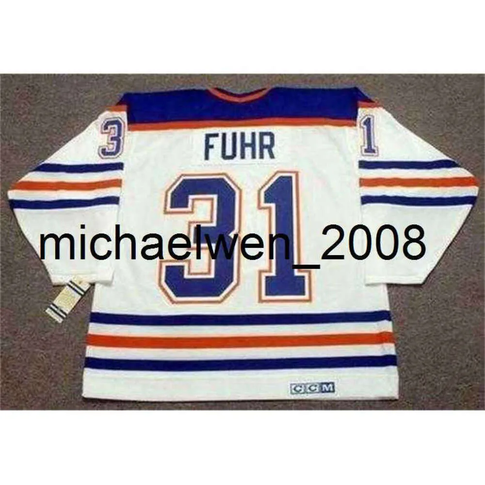 Kob Weng Men Women Youth Grant Fuhr 1984 CCM Vintage Home Hockey Jersey All Stitched Any Any Any Any Number Goalie Cut