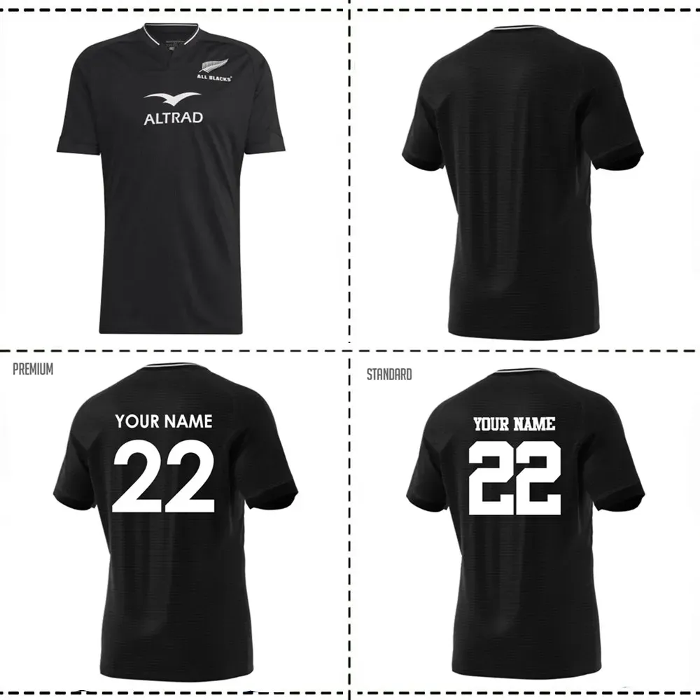 Rugby 2022 Nowa Zelandia All Blacks Rugby Union Jersey 2022/2023 All Blacks Home and Away Rugby Tshirt krótkie koszulki treningowe