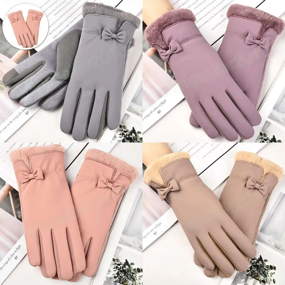 Lady Fashion Gants Femmes Hiver Vintage Cycling épais Temps de vent chaud Téro-coche Fond Finies Finies Écran tactile GLANT MITTENS