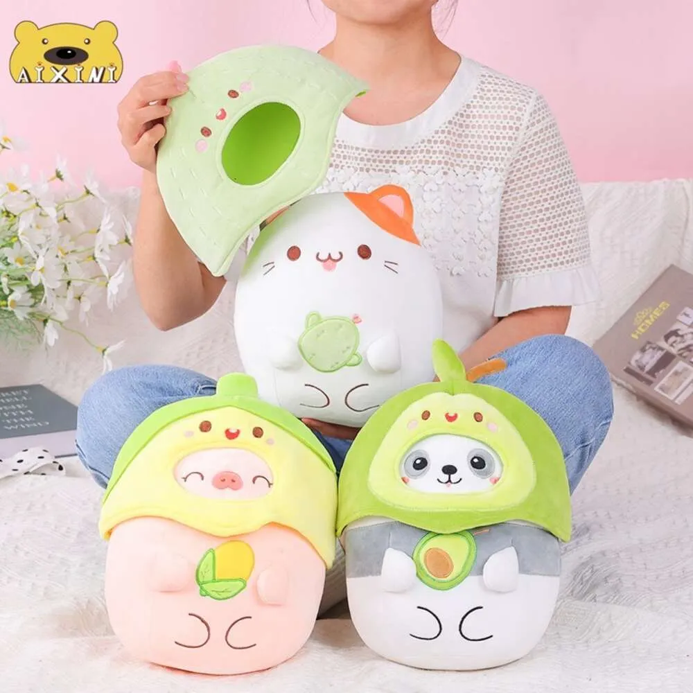 DHgate Cute Home Pillow Cat Stuffed Animal Soft Kawaii Pig Bear Plush with Head Cover Toys Gifts