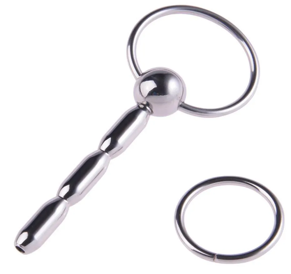 Penis -Stecker -Perlen Edelstahl Urethral Dilatatoren mit 2 Metall Penis Ring Urethral Sound Prince Zauberstab Sexspielzeug Sexprodukte9646198