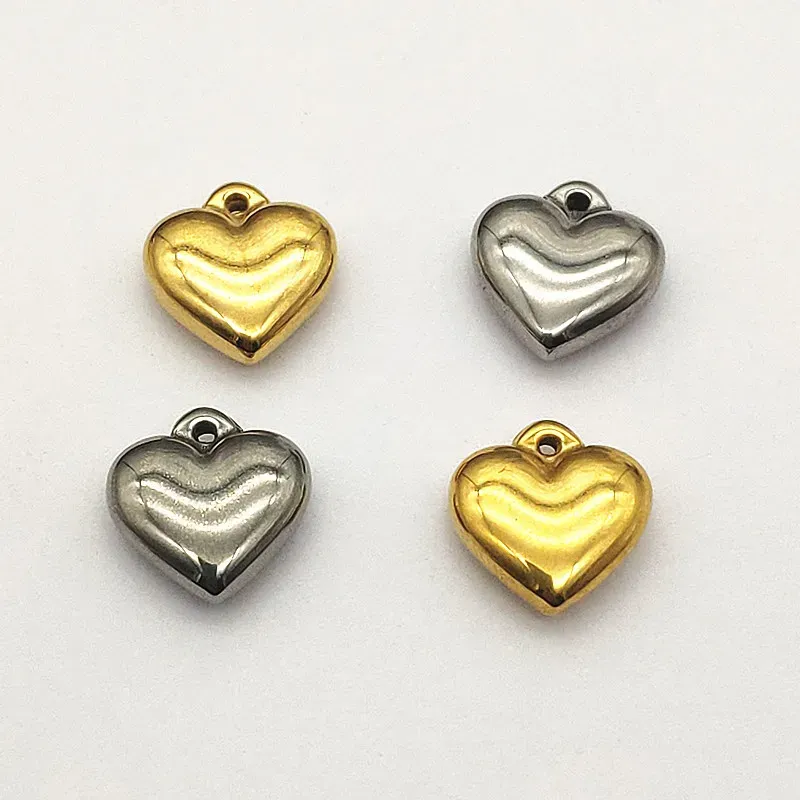Necklaces NEW ARRIVAL! 13mm 50pcs Stainless Steel Pendants Heart Charm For Handmade Earring/Necklace DIY Parts.Jewelry Findings&Components