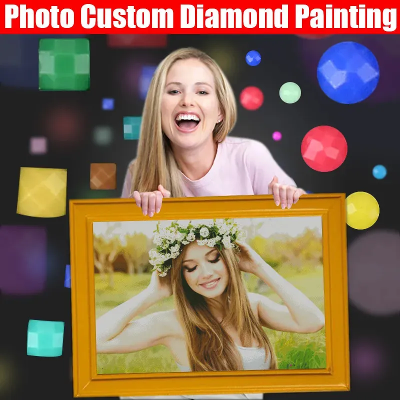 HOMFUN Po Custom Diamond Painting 5D DIY Picture of Rhinestones Diamond Embroidery 3D Cross Stitch Home Wedding Decoration 240408