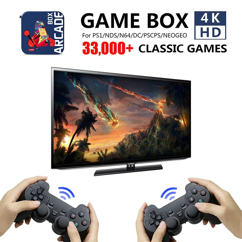 Консоли Arcade Box Home Game Console 64GB Builtin 33000+ Games Retro Video Game Console 4K HD TV Console для PS1/NDS/N64/MAME/DC