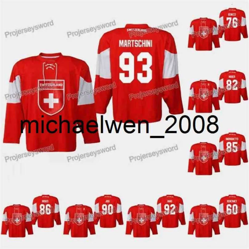 Kob Weng Switzerland Lino Martschini 2019 IIHF World Championship Jersey Noah Rod Joel Genazzi Simon Moser Sven Andrighetto Roman Josi Gaetan