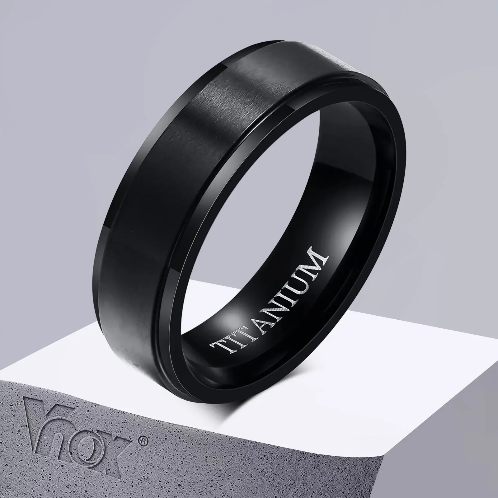 عصابات Vnox Classic Wedding Band Rings for Men Jewelry ، Ring Finger Finger Finger 6 مم ، هدية للذكرى ، الحجم الأمريكي