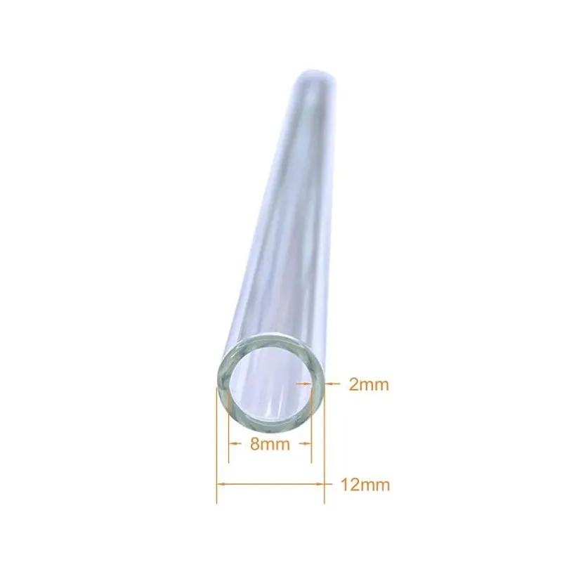 Tubi di vetro lunghi da 4 pollici Straw di vetro riutilizzabili 12 mm OD 2 mm ID Wall Pyrex Glass Blooking Tubi di tubi trasparenti arte fai da te tubi di vetro