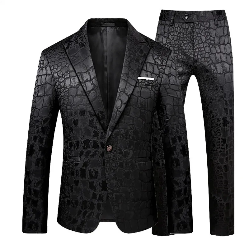 Luxury Jacquard Suit Men Business Banquete Banquete de boda Groom Swallowtail Vestido para hombres Slim Fit Blazers Pants de gran tamaño 6xl 240415