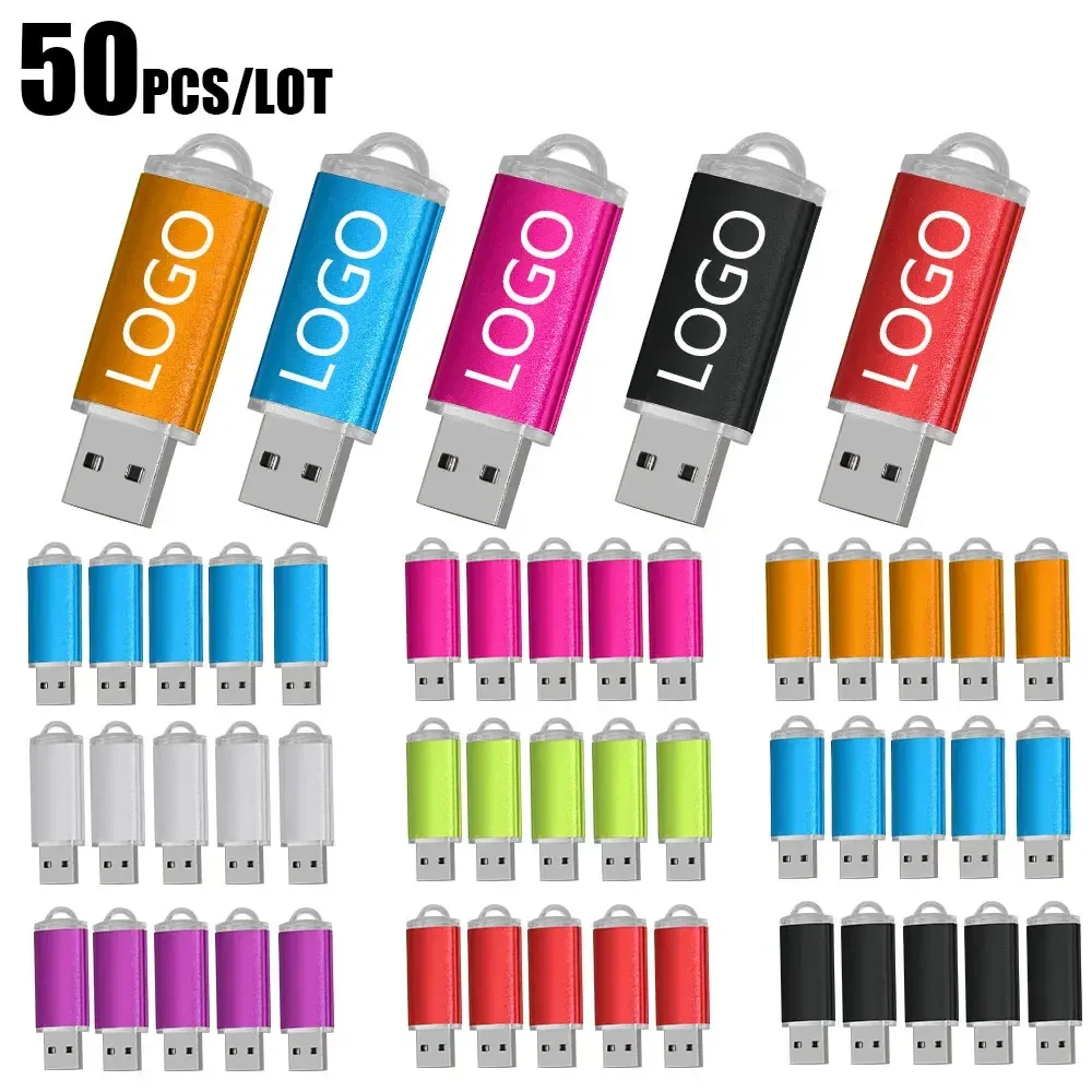 Drives 50pcs USB Flash Disk Mix Color Cle USB2.0 16GB 32GB 8GB 4GB 512MB PEN DRIP Фотография Flash Stick Ключ USB Бесплатный граврейский логотип