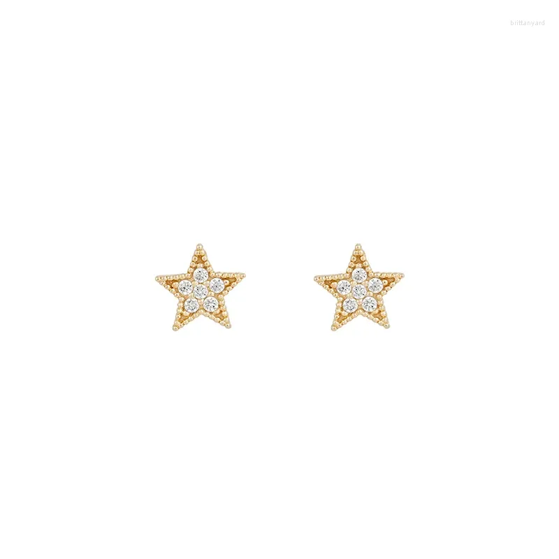 Brincos do garanhão Tiande Gold Color Cute Star pequeno para mulheres requintadas de zircão piercing 2024 jóias de moda atacado