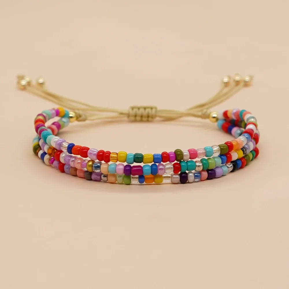 Brins go2boho producteur d'été de plage bijoux miluki bracelet arc-en-ciel perles de couleur ajusté de corde surprise cadeau plage pour les filles