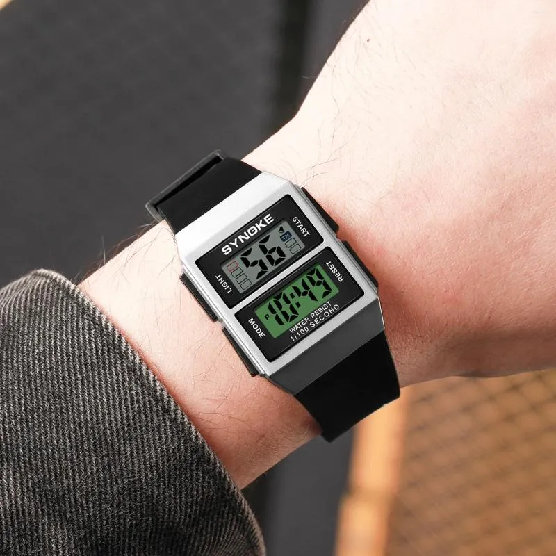 Bilek saatleri Synoke Sport Watch Erkekler Su Gecirmez Dijital Ekran Askeri Saat Reloj hombre