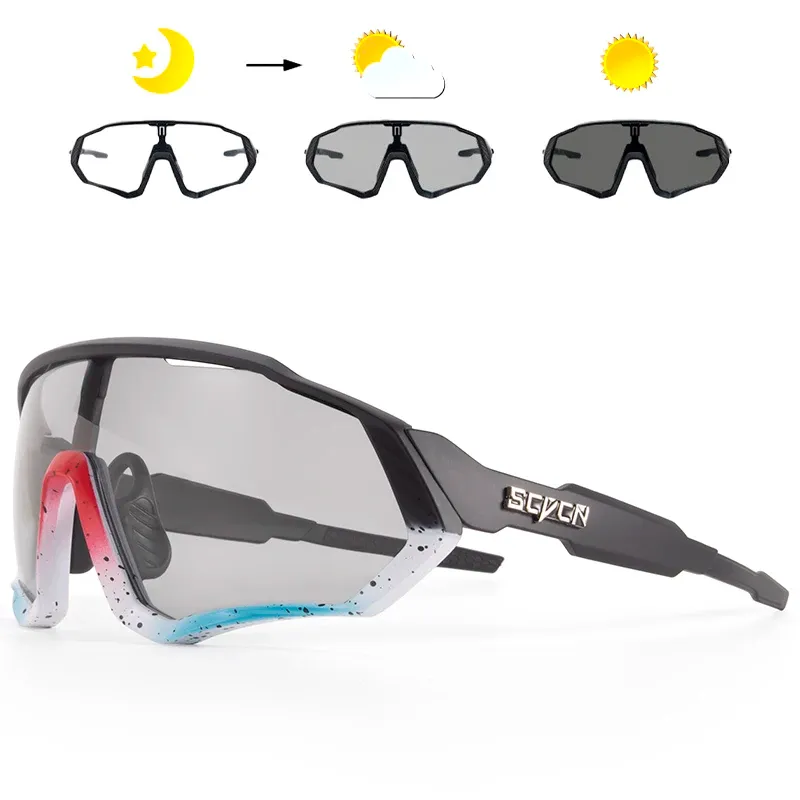 Sunglasses SCVCN Photochromic Sunglasses MTB Cycling Glasses Men Women Outdoor Running Polarized Goggles UV400 Safety Bike Bicycle Eyewear