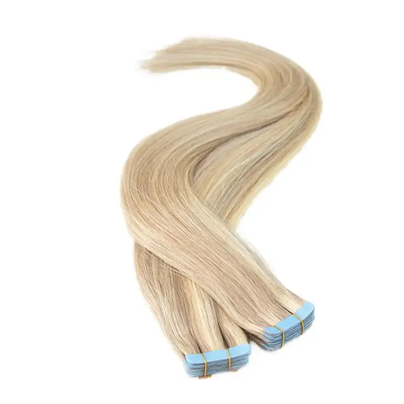 Tât Mme Hair Platinum Blonde Ruban en extensions Cheveux humains # 60 # 1B Brown Adhesive Slexe Ins Straitement 4x0,8 cm 20pcs 1224inch