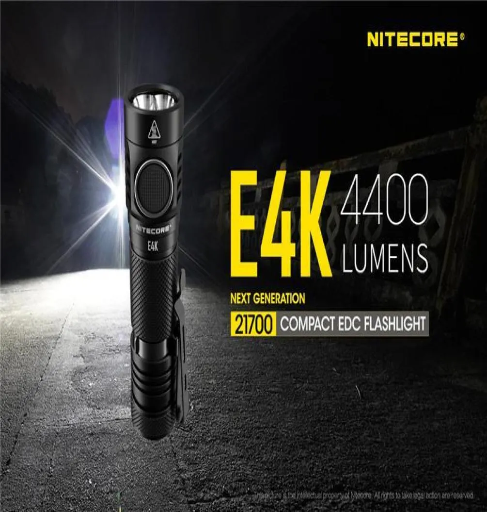 Nitecore E4K 4400 Lumens Torche LED de lampe de poche compacte avec une batterie rechargeable de 5000mAh pour le camping extérieur Searching3099559