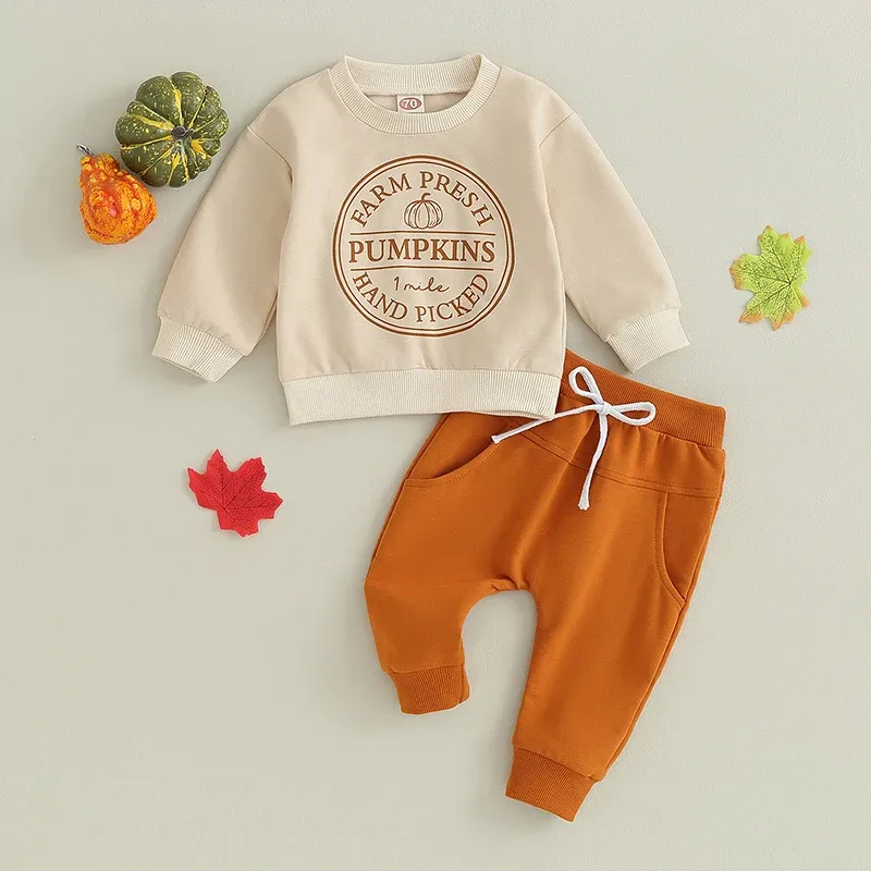 Set mababy 03y Halloween neonato neonaio bambino vestiti set di lettere di zucca stampa a maniche lunghe pantaloni outfit d05