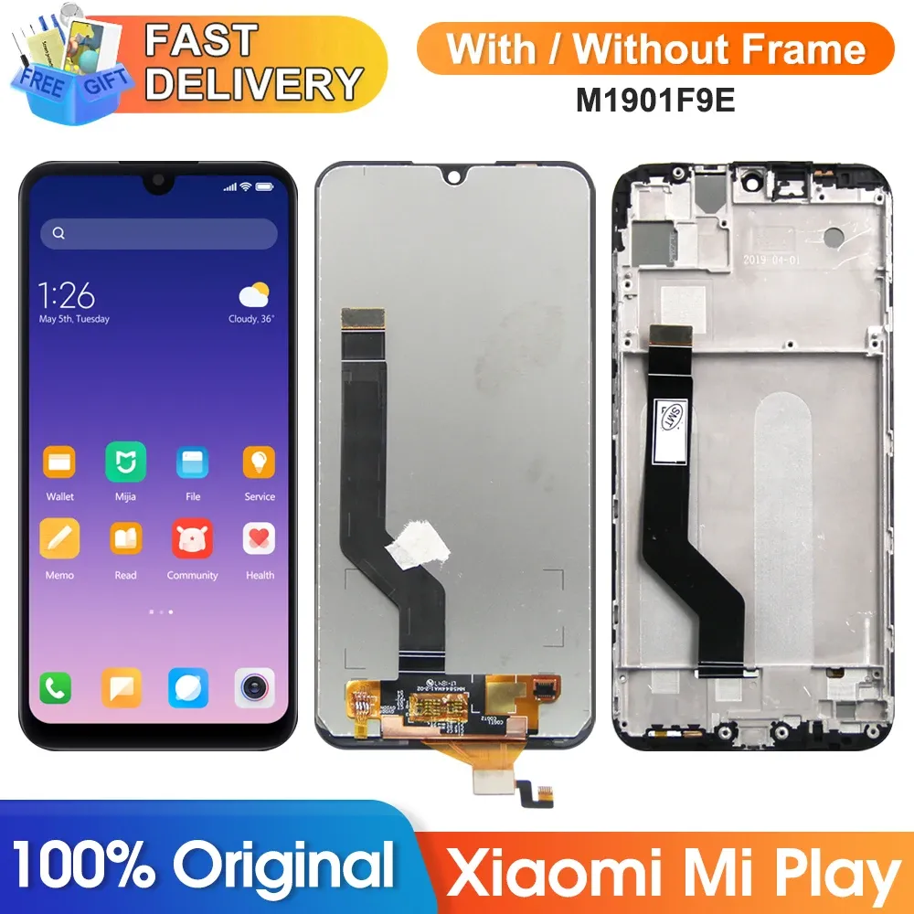 Bildschirme 5.84 "Bildschirm für Xiaomi Mi M1901F9E LCD -Anzeige Digitaler Touchscreen mit Frame -Montage für Xiaomi Mi Play -Austausch