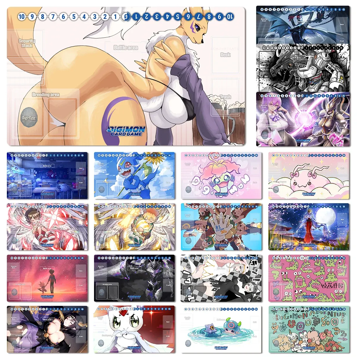 Pads Digimon Playmat Mastemon Renamon Sistermon DTCG CCG Mat Mugendramon Board Game Trading Card Game Mat Rubber Mouse Pad Free Bag