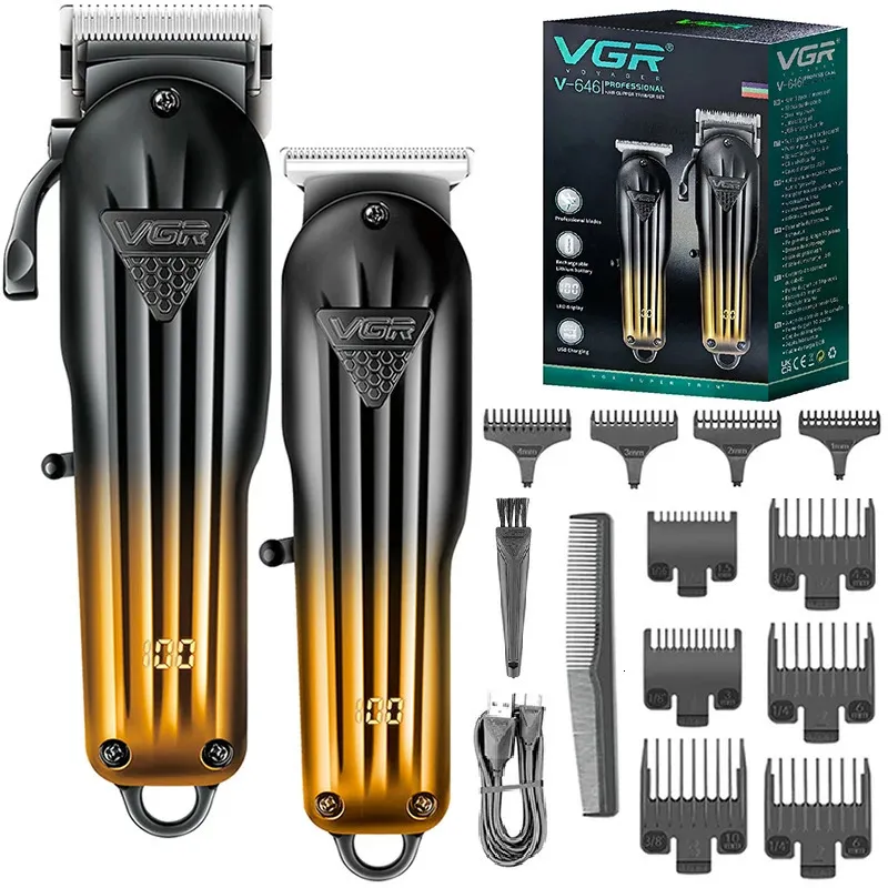 Kit combinato VGR originale per capelli Terrimmer per la barba per uomo taglio di taglio elettrico ricaricabile di capelli 240411