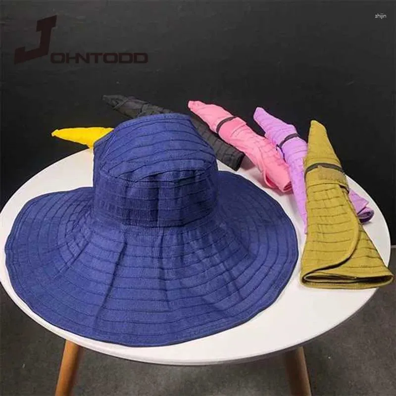 Beretti 2024 Donne estive Multicolore Sun Hat Female Fashion Wild Ride Cappelli pieghevoli vuoti Top Wide Brim Girls Visor Beach